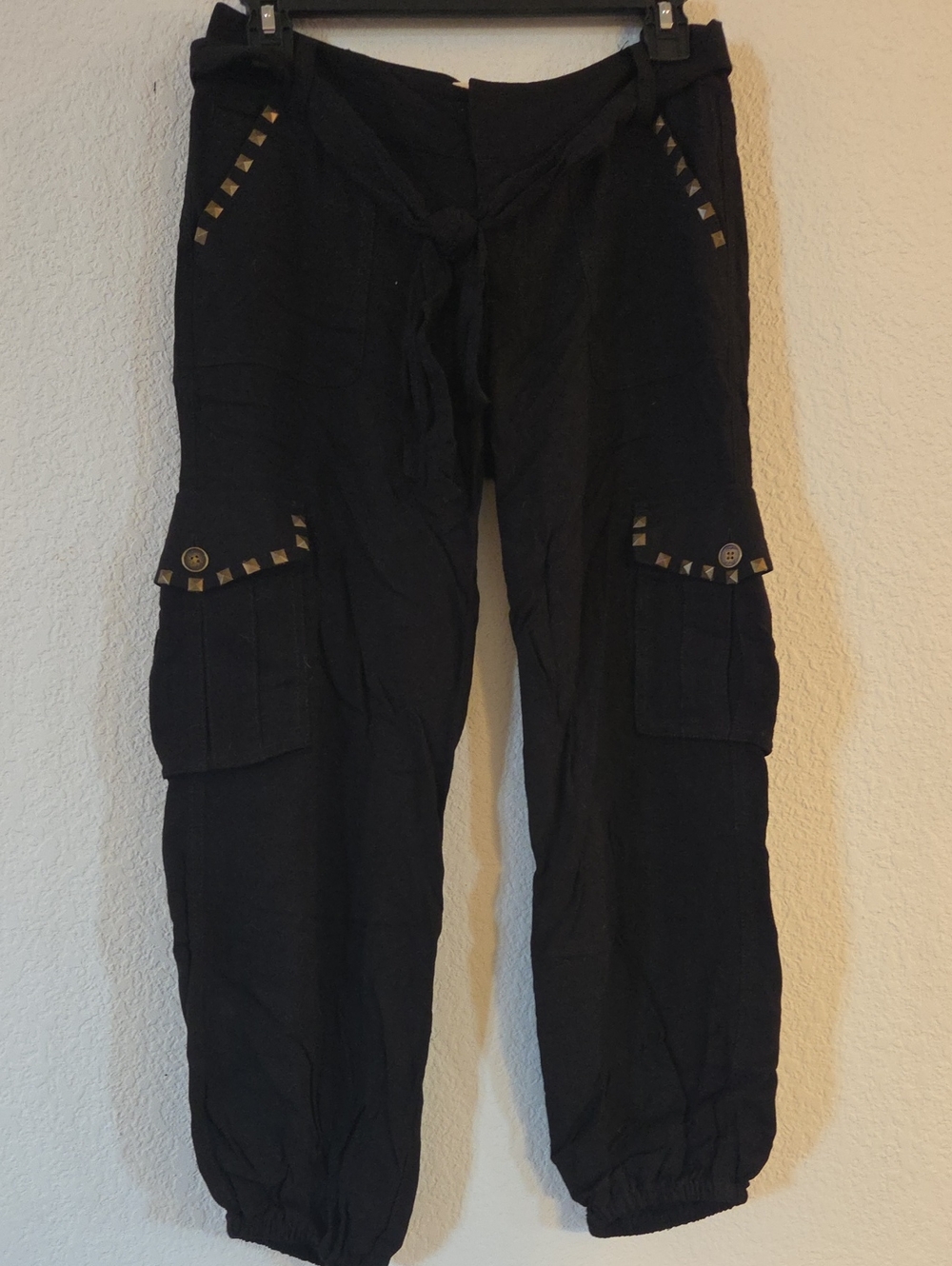 Candie's Black Cargo Joggers with Stud Details